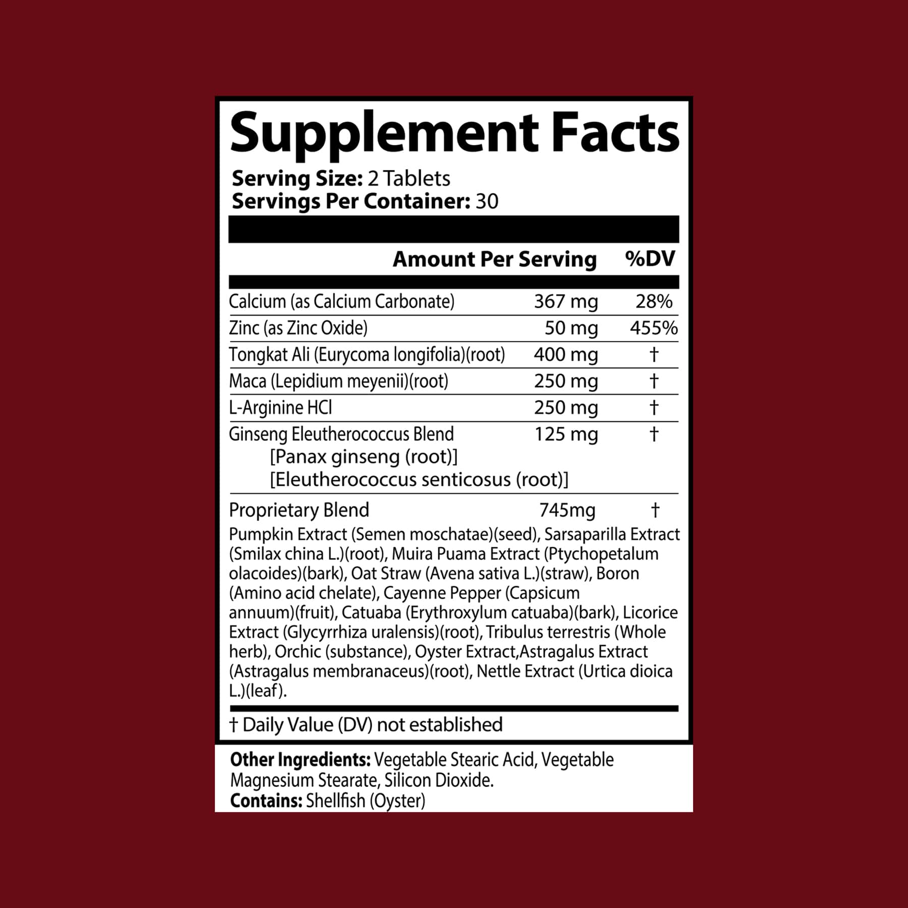 Locked In Magnum supplement facts on dark red background