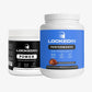 Locked In Power Creatine Monohydrate and Locked In Performance Whey Protein Isolate side by side on a white background