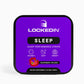 Locked In Sleep- Sleep Performance Strips- 30 Servings of Raspberry Splash flavor for recovery, sleep & memory on white background.